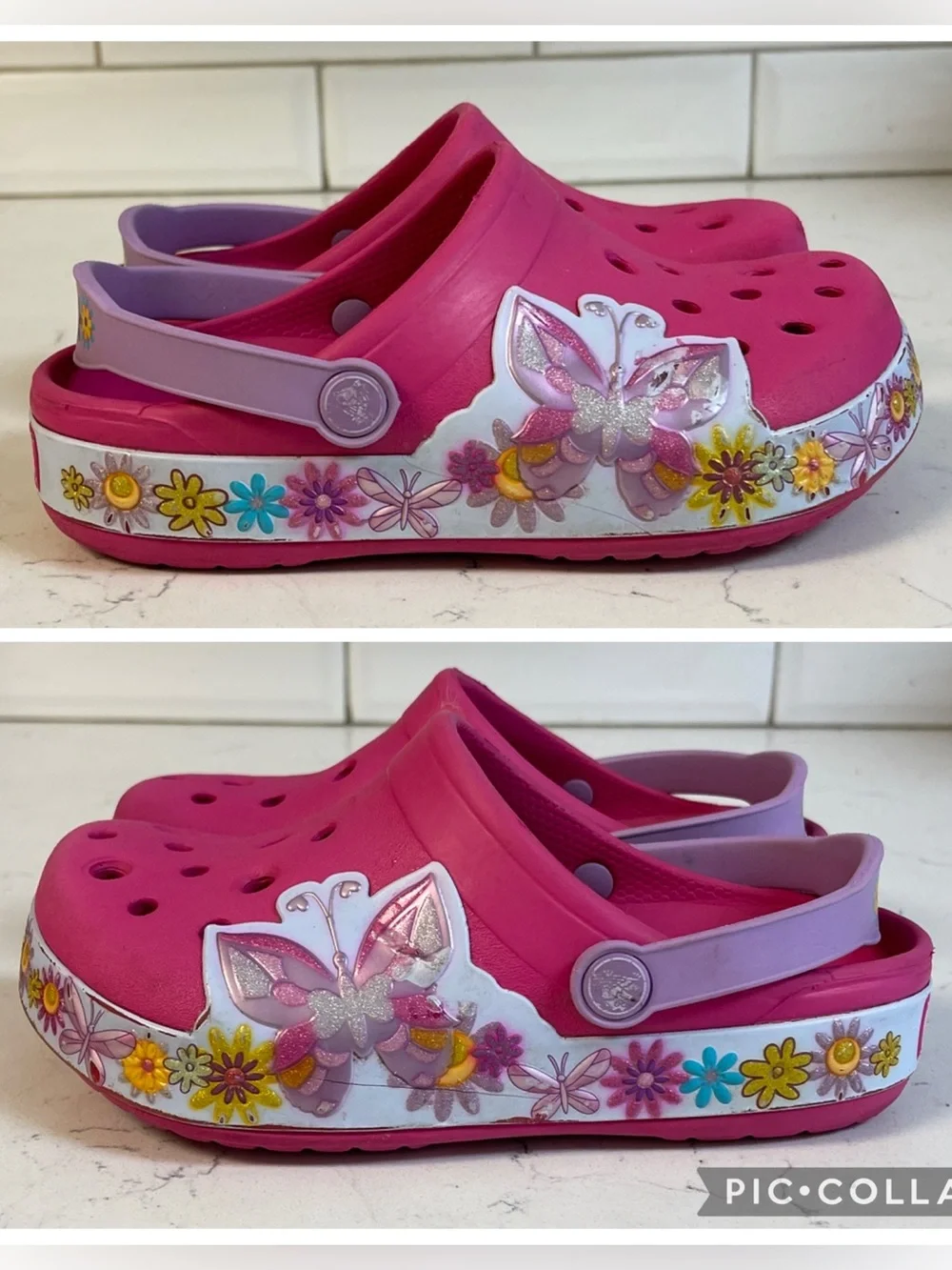 Crocs Kids' Crocband Butterfly Clogs Candy Pink Size 1 Junior Style # 202664